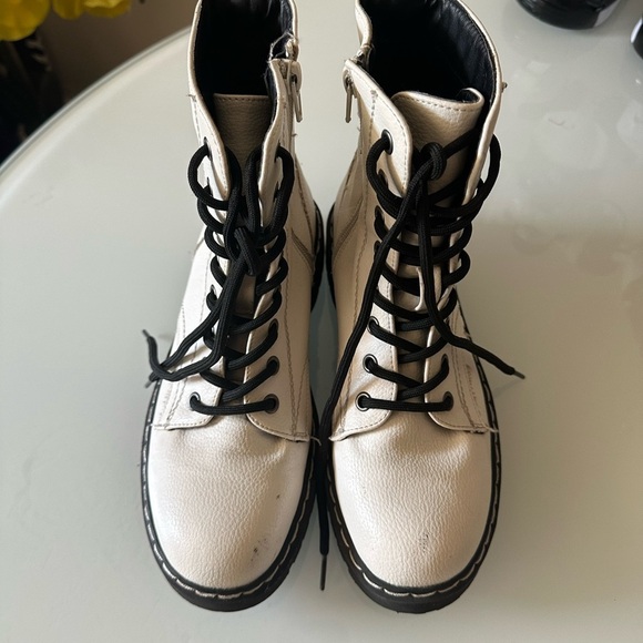 Sincerely Jules White and Black Combat Boots - Picture 2 of 3